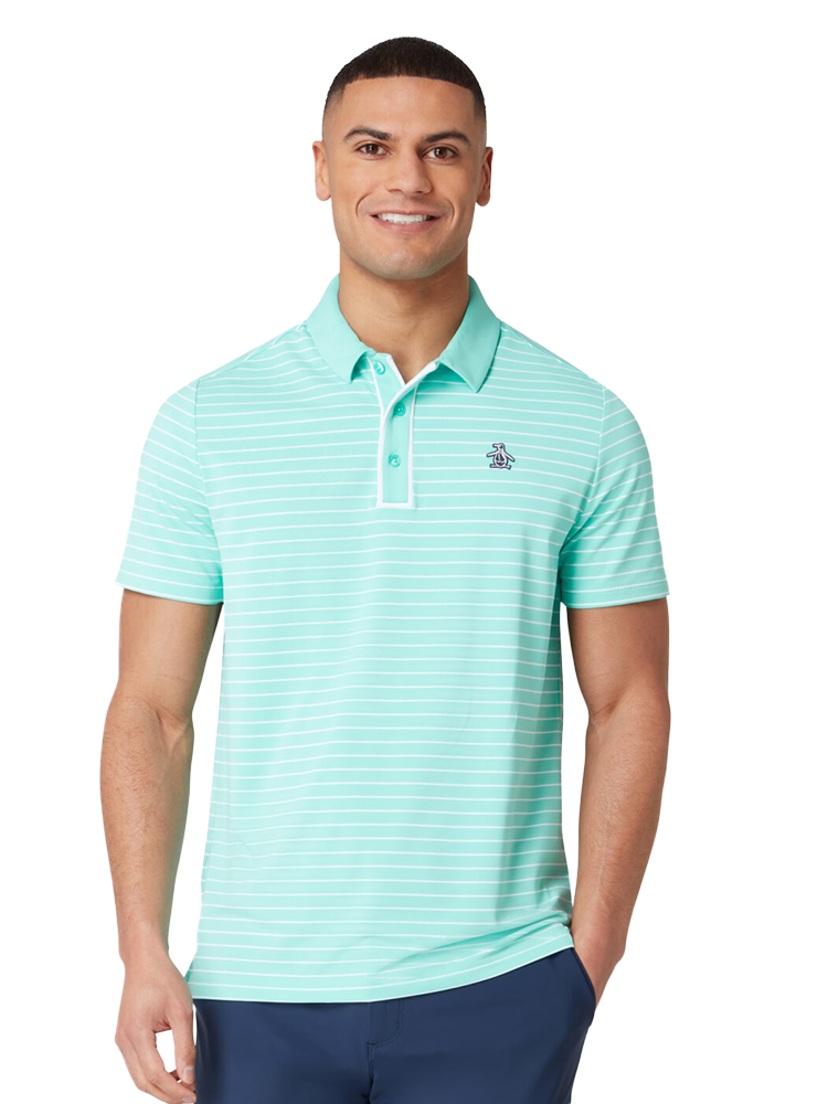 Original Penguin The Heritage Stripe Polo - Pool Blue-GolfMaker