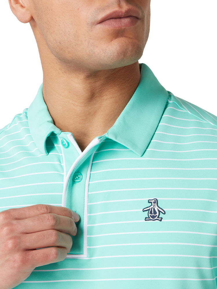 Original Penguin The Heritage Stripe Polo - Pool Blue-GolfMaker