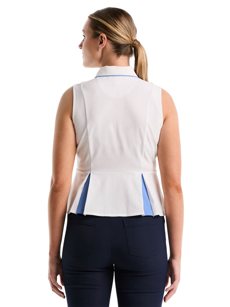 Original Penguin Womens Peplum Blocked Golf Polo - Bright White