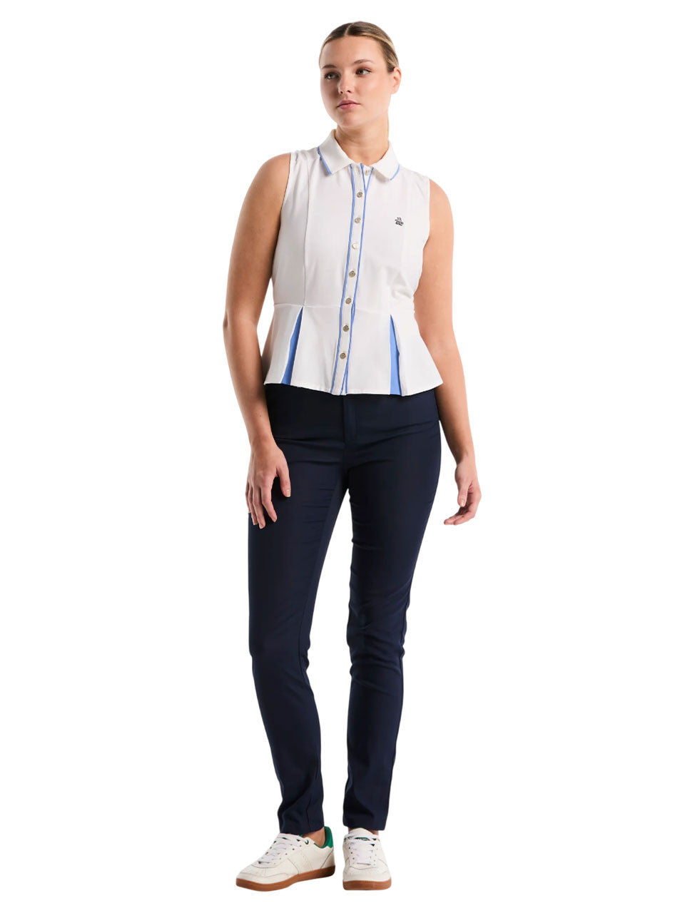 Original Penguin Womens Peplum Blocked Golf Polo - Bright White