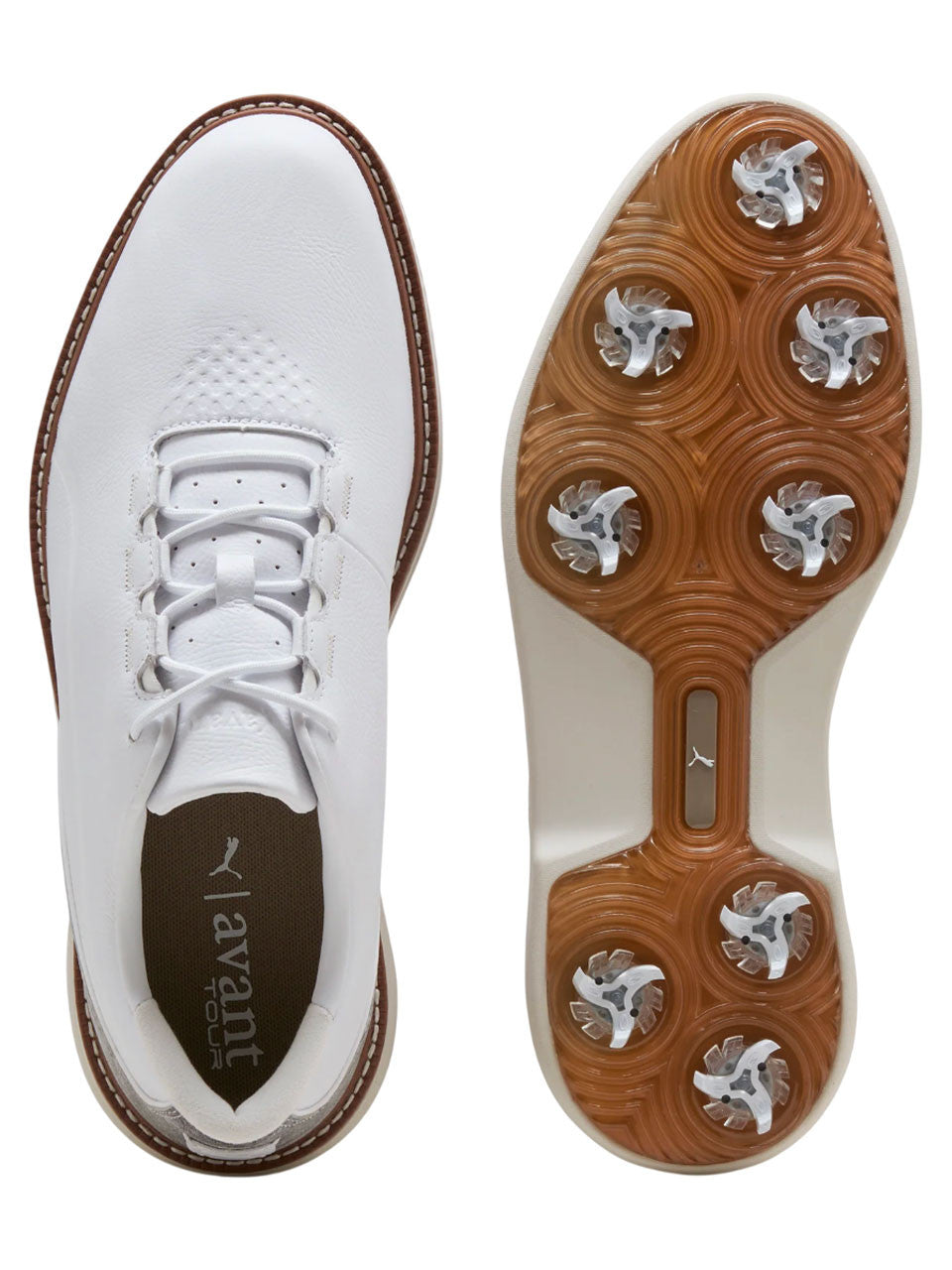 Puma Avant Tour Golf Shoes - Puma White/Brown Mushroom
