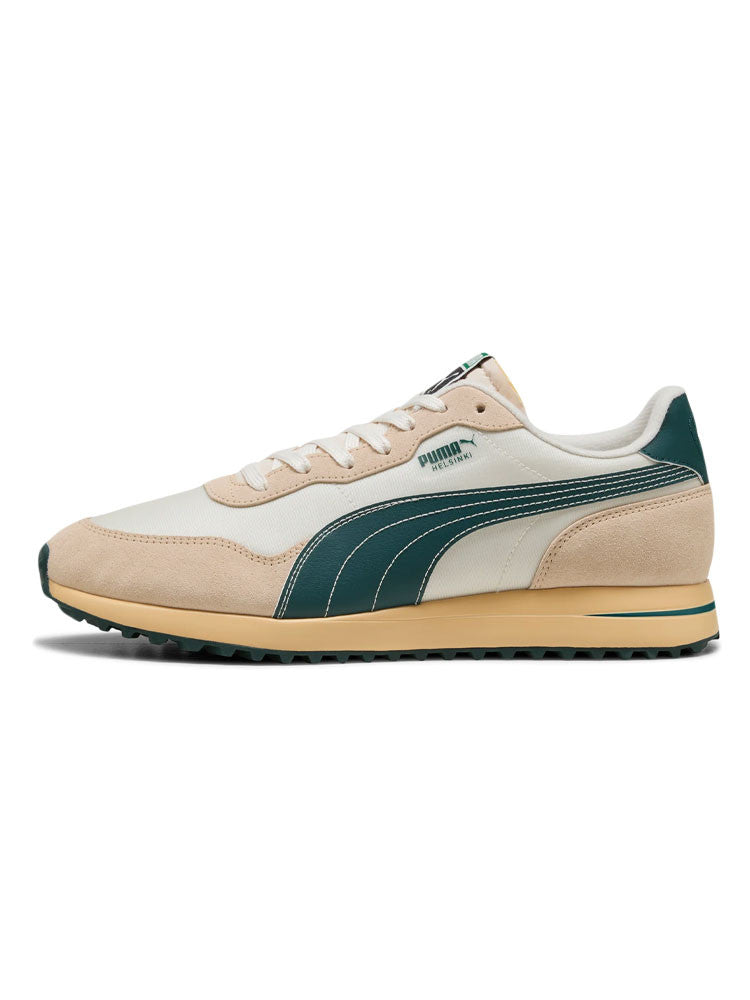 Puma Helsinki G Spikeless Golf Shoes - Frosted Ivory/Green Terrain/Light Straw