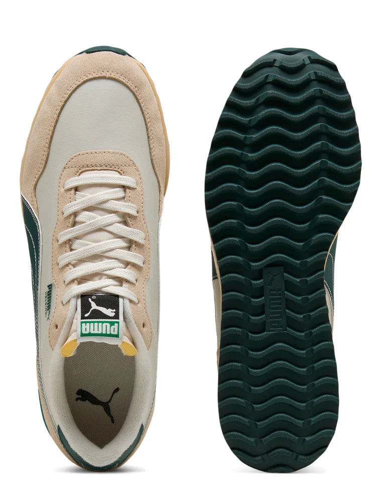 Puma Helsinki G Spikeless Golf Shoes - Frosted Ivory/Green Terrain/Light Straw