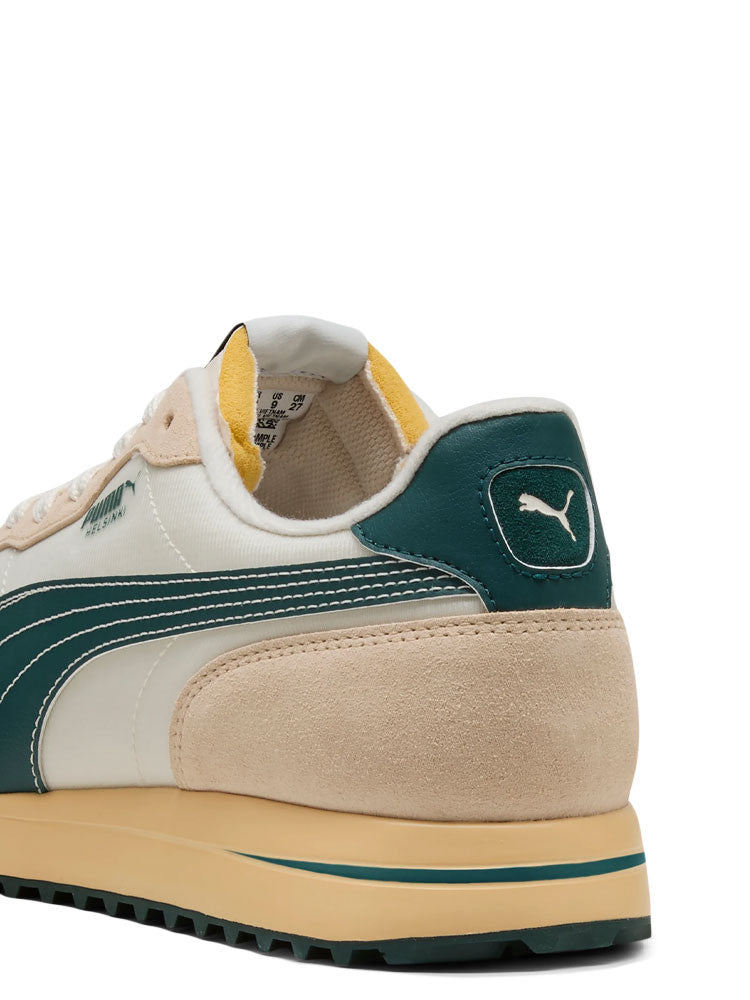 Puma Helsinki G Spikeless Golf Shoes - Frosted Ivory/Green Terrain/Light Straw