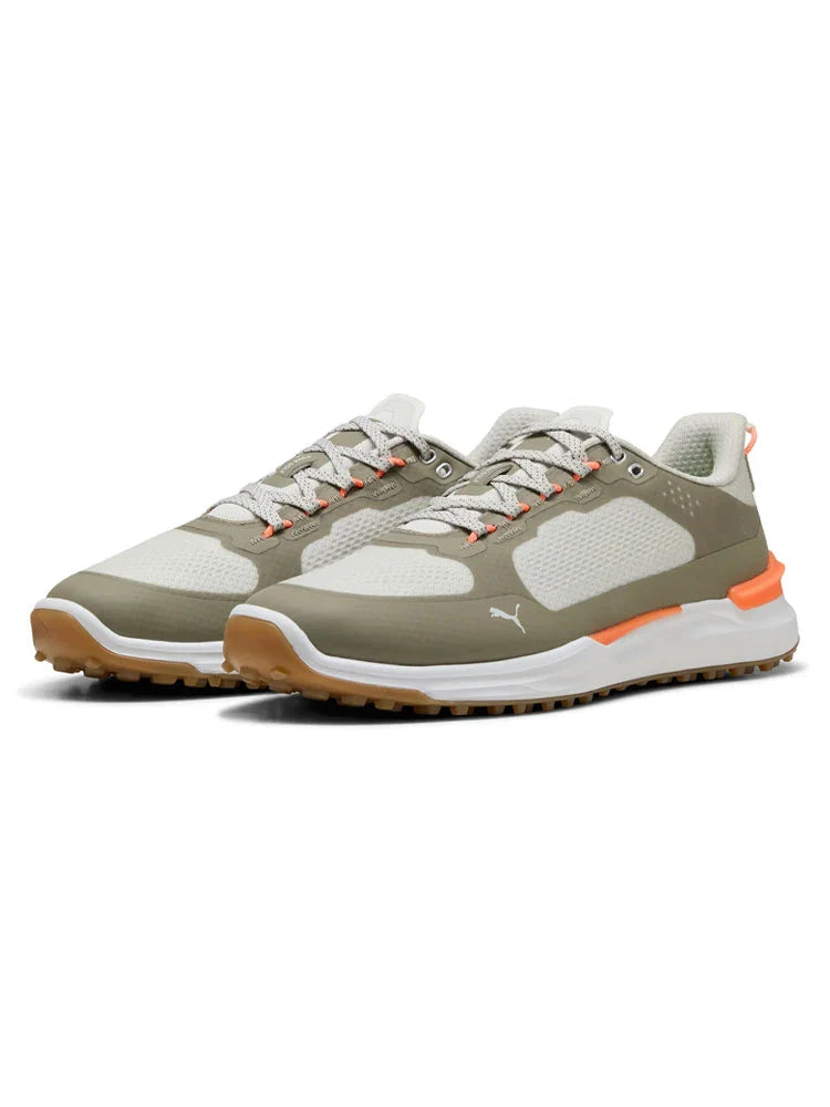 Puma IGNITE Elevate X Spikeless Golf Shoes - Sedate Grey/Velvet Moss/Fluro