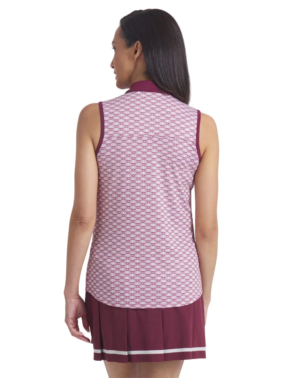 Puma Womens CLOUDSPUN Scallop SL Golf Polo - Ruby Shimmer/White Glow