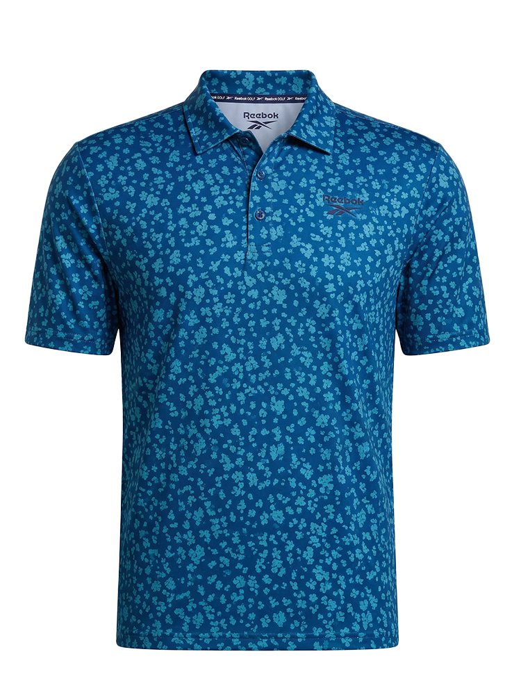 Reebok Floral Print Polo Shirt - Athletic Blue