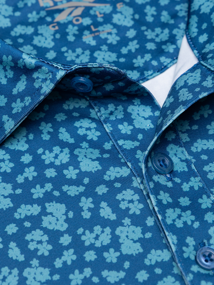Reebok Floral Print Polo Shirt - Athletic Blue