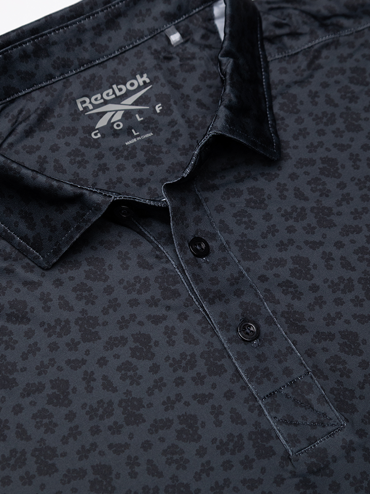 Reebok Floral Print Polo Shirt - Black