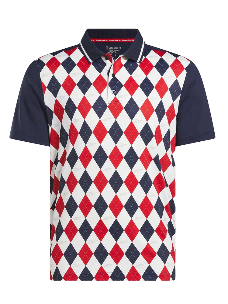 Reebok Vector Argyle Print Polo Shirt - Vector Navy/Midnight Blue