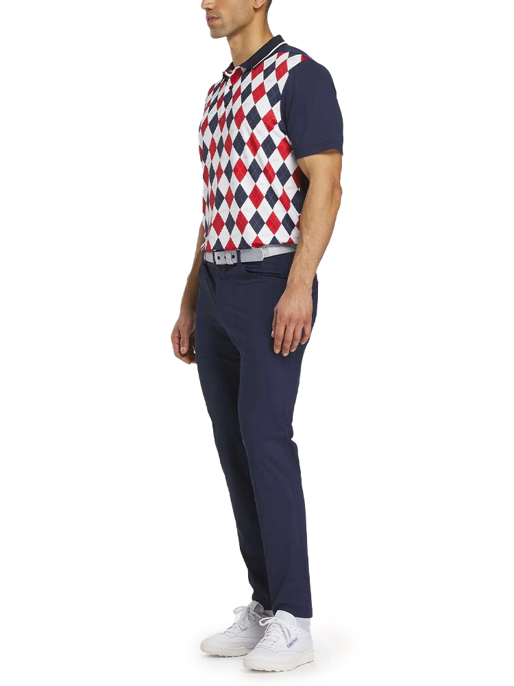 Reebok Vector Argyle Print Polo Shirt - Vector Navy/Midnight Blue