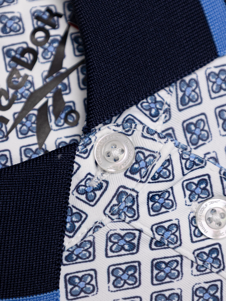 Reebok Womens Foulard Print Polo - Vector Navy/Peri Blue