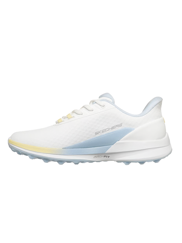 Skechers Womens GO GOLF Pure Slip 'Ins Golf Shoes - White/Blue/Yellow