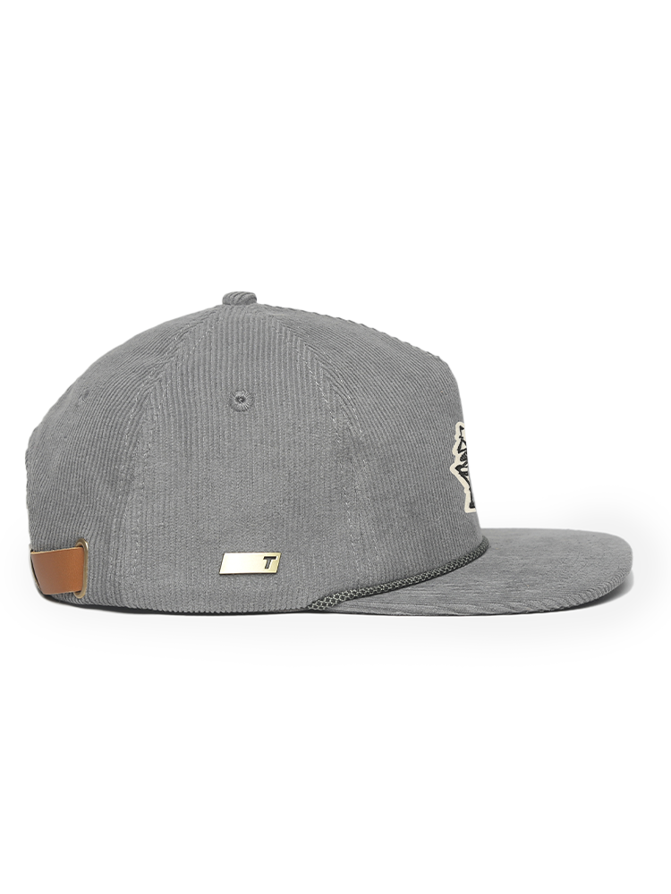 TRUE Linkswear Dead Golfer Corduroy 5 Panel Strapback Cap - Charcoal