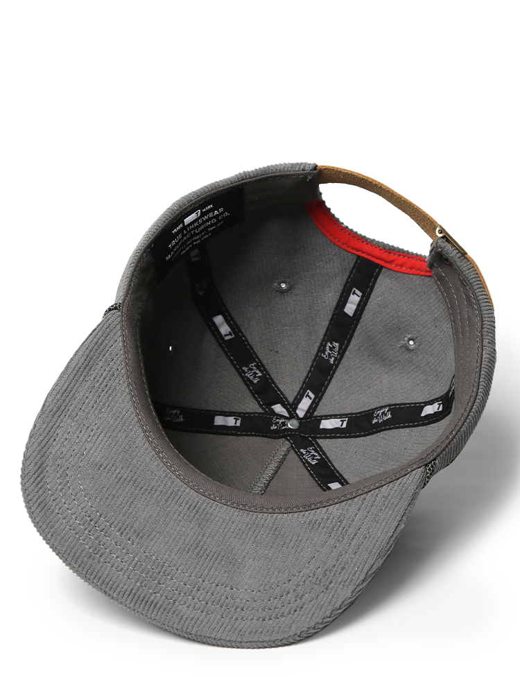 TRUE Linkswear Dead Golfer Corduroy 5 Panel Strapback Cap - Charcoal