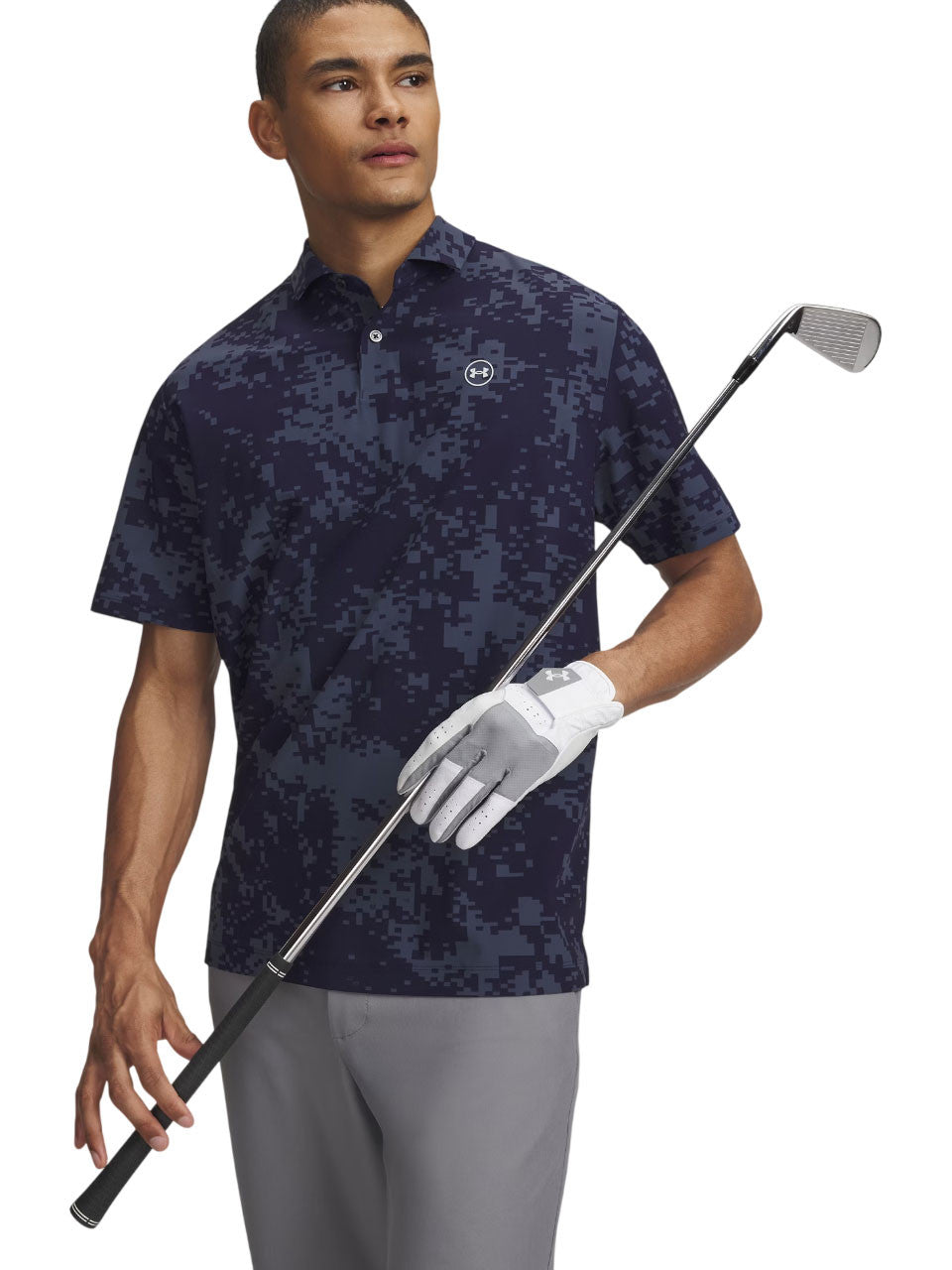 Under Armour Drive Chill Printed Polo - Midnight Navy/Halo Grey