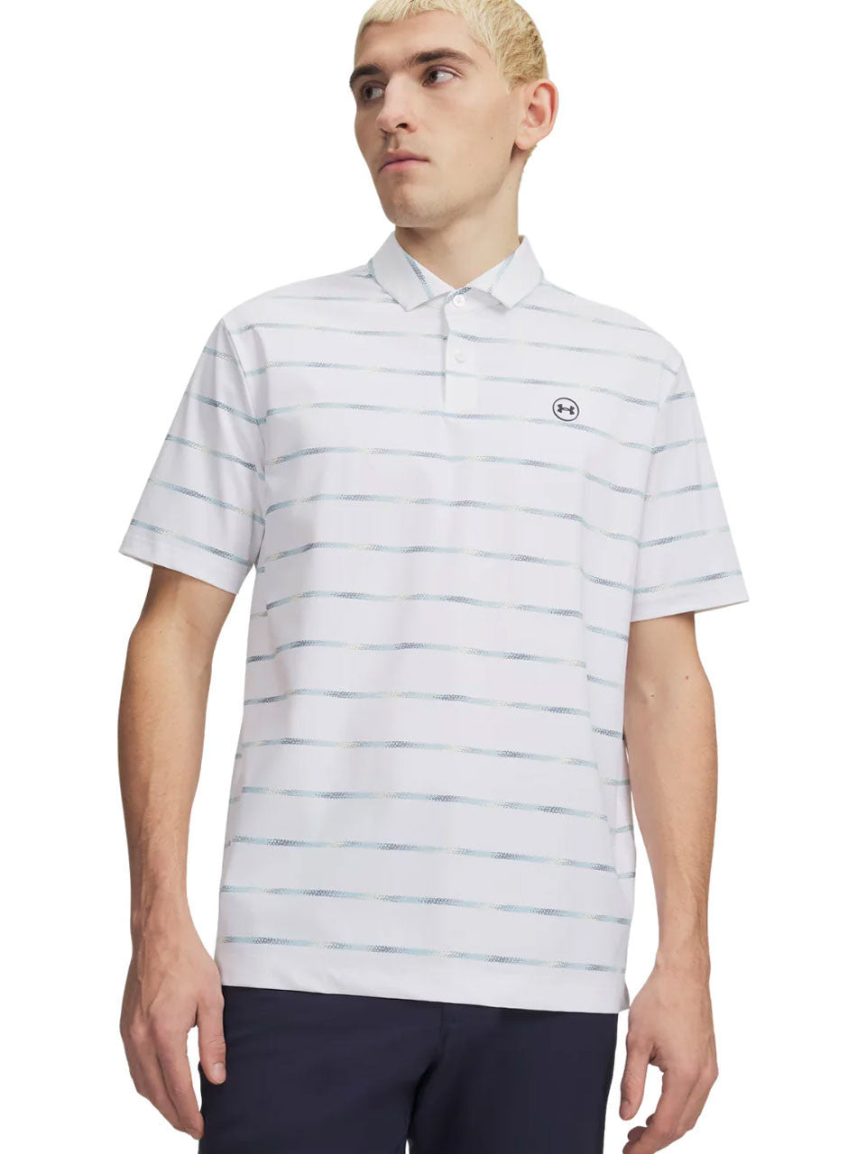 Under Armour Drive Chill Printed Polo - White/Blue Haze
