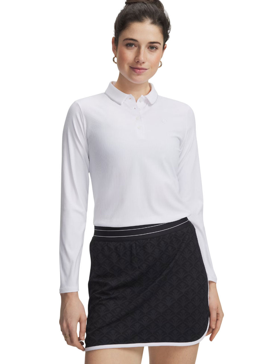 Under Armour Women's Drive Chill Long Sleeve Polo - Midnight Navy/White