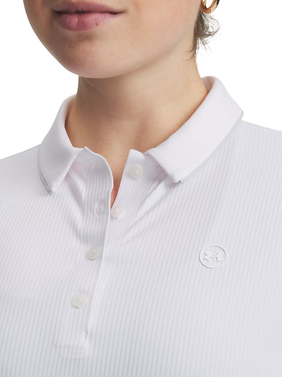 Under Armour Women's Drive Chill Long Sleeve Polo - Midnight Navy/White