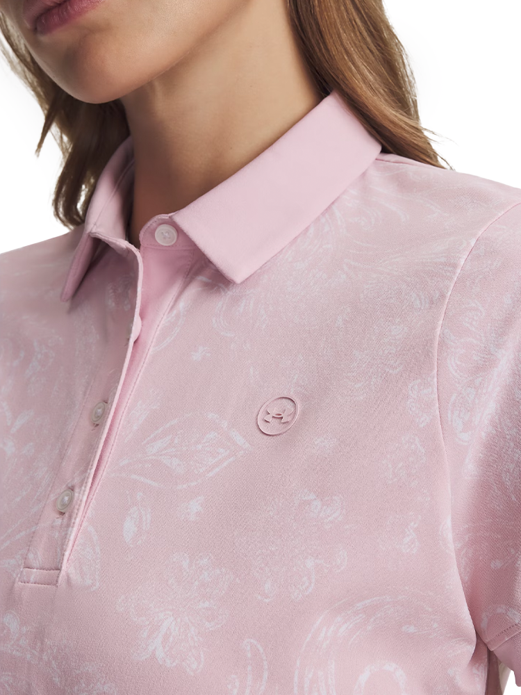 Under Armour Women's Drive Printed Polo - Prime Pink/White