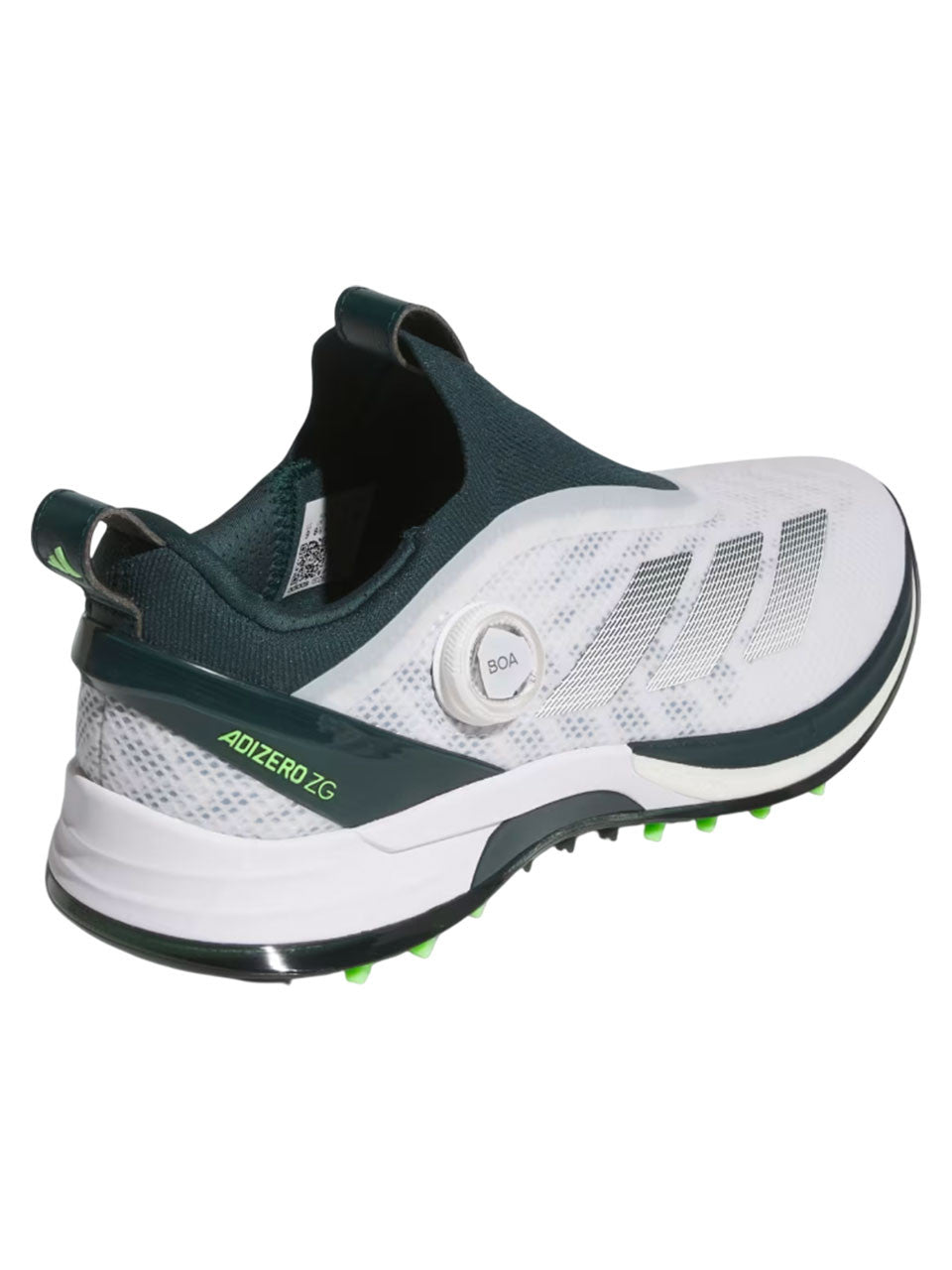 adidas Adizero ZG BOA Spikeless Golf Shoes - Ftwr White/Aurora Ivy/Lime Burst