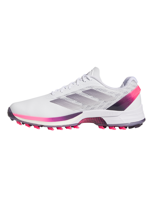 adidas Adizero ZG Spikeless Golf Shoes - Ftwr White/Aurora Plum/Shock Pink