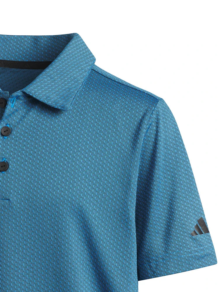 adidas Boys Textured Short Sleeve Polo - Lucid Ray Blue