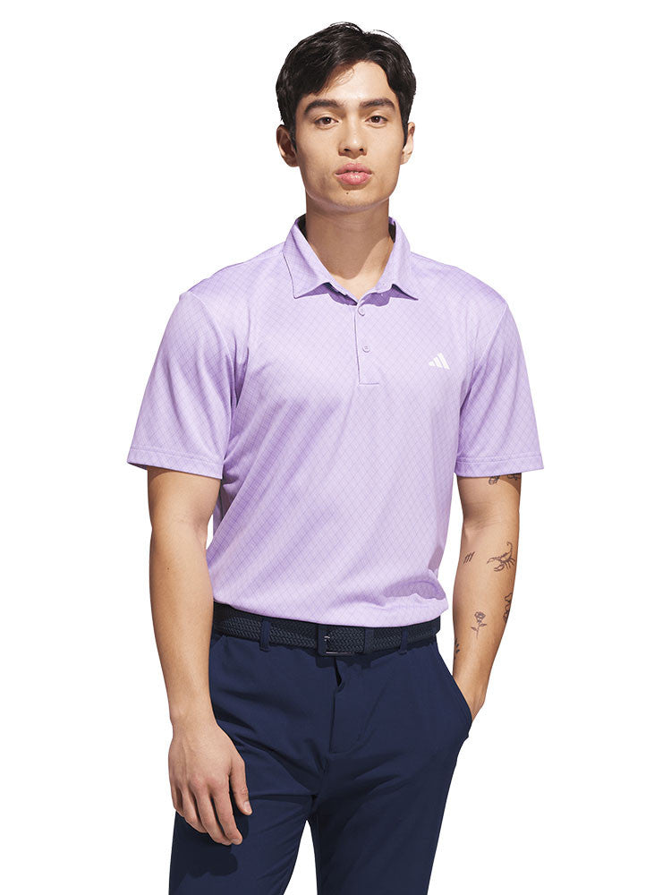 adidas Core Allover Print Polo Shirt - Powder Plum/White