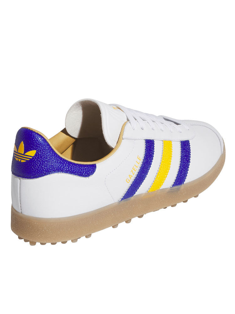 adidas Originals Gazelle Leather Spikeless Golf Shoes - Ftwr White/Blue/Yellow