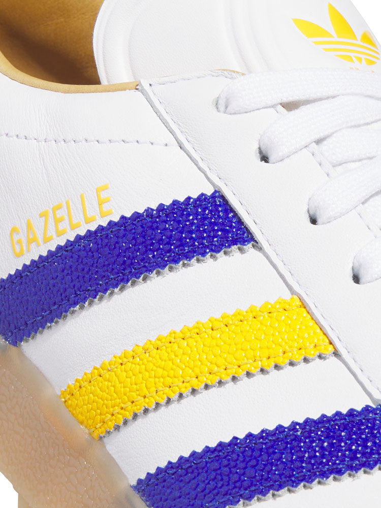 adidas Originals Gazelle Leather Spikeless Golf Shoes - Ftwr White/Blue/Yellow