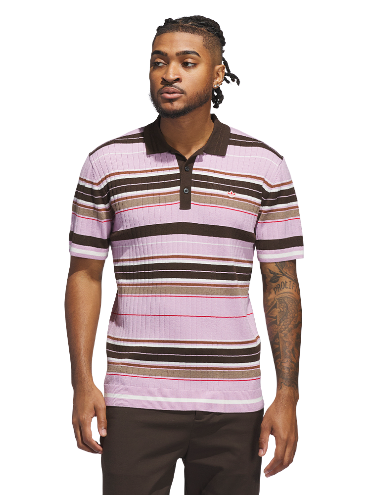 adidas Originals Knit Polo - Bliss Lilac/Dark Brown
