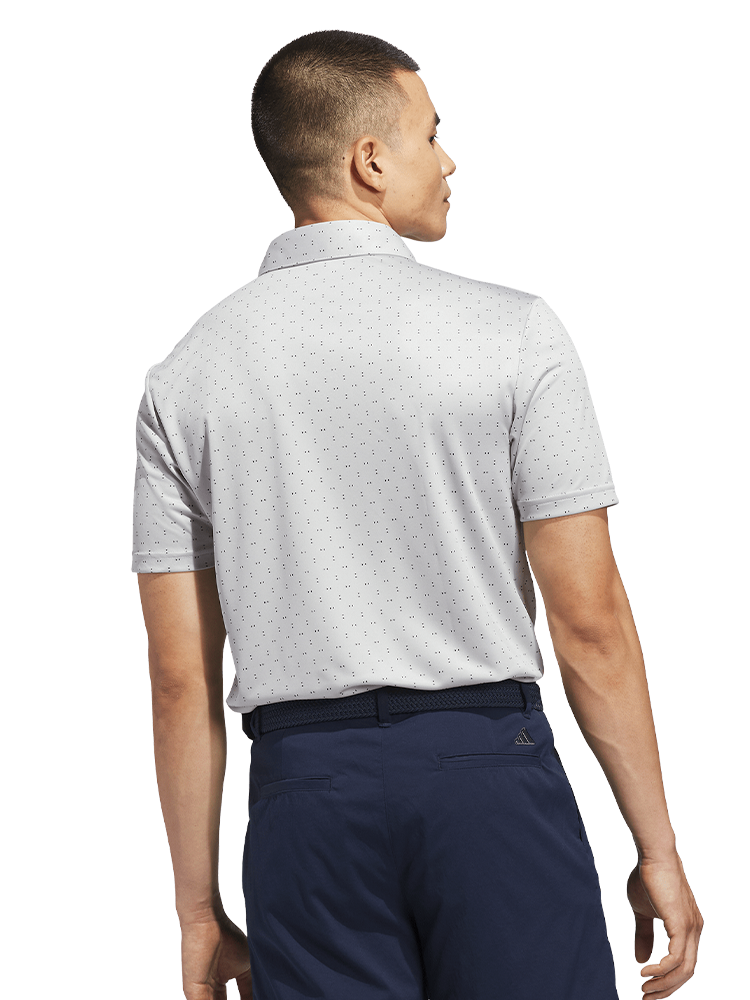 adidas Performance Textured Print Polo Shirt - Grey Two/Black