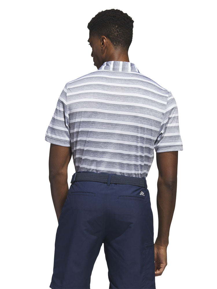 adidas Two-Colour Striped Polo Shirt - Grey Three/White