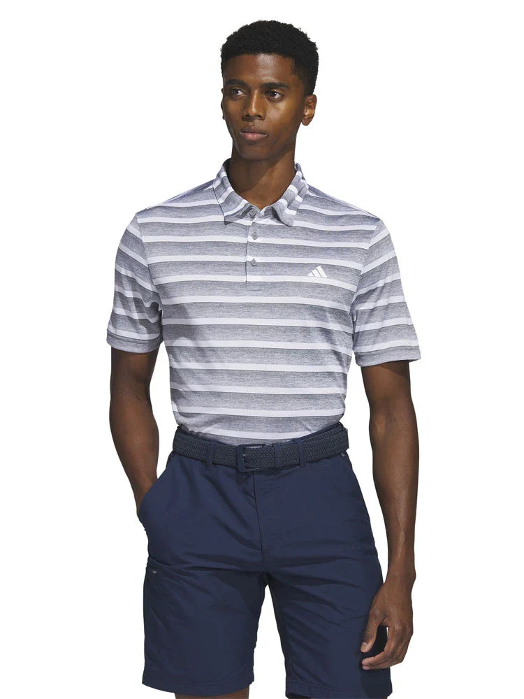 adidas Two-Colour Striped Polo Shirt - Grey Three/White