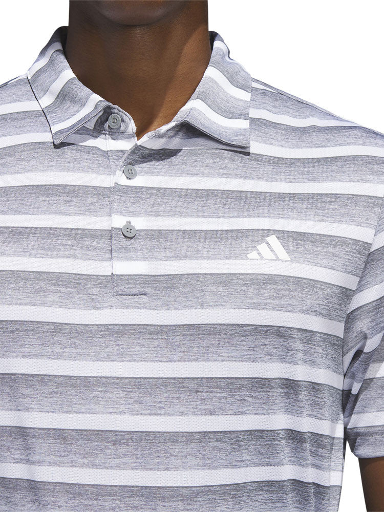 adidas Two-Colour Striped Polo Shirt - Grey Three/White