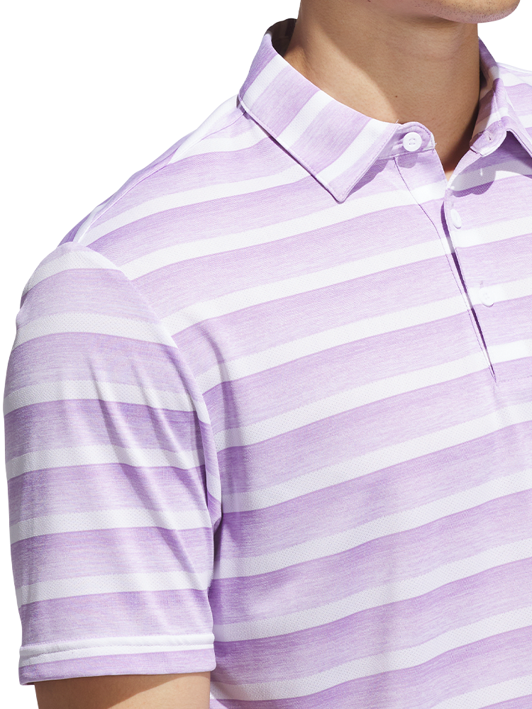 adidas Two-Colour Striped Polo Shirt - Powder Plum/White