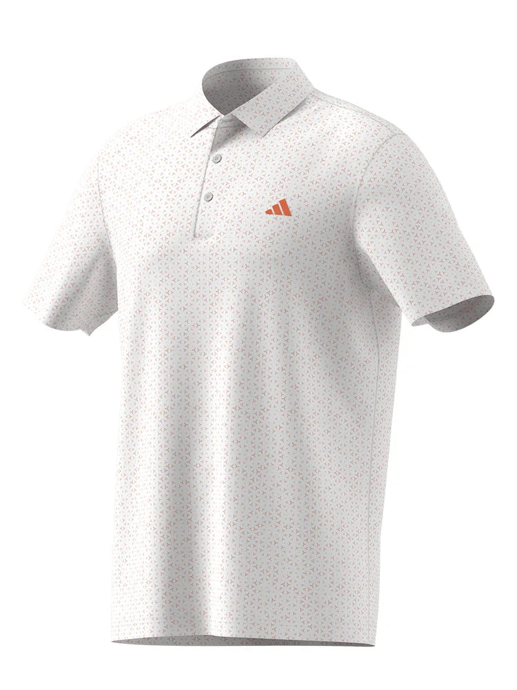 adidas Ultimate365 Mesh Tango Print Climacool Polo Shirt - White/Dusky Orange