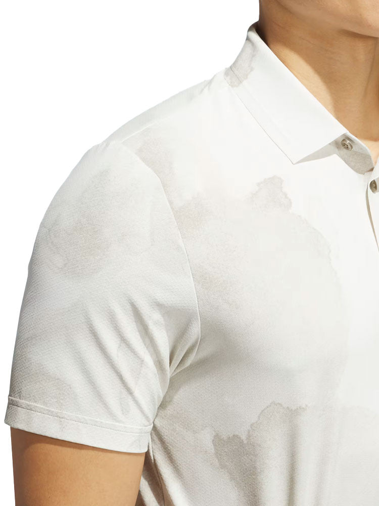 adidas Ultimate365 Printed Cool Feeling Tour Polo Shirt - Putty Beige/White