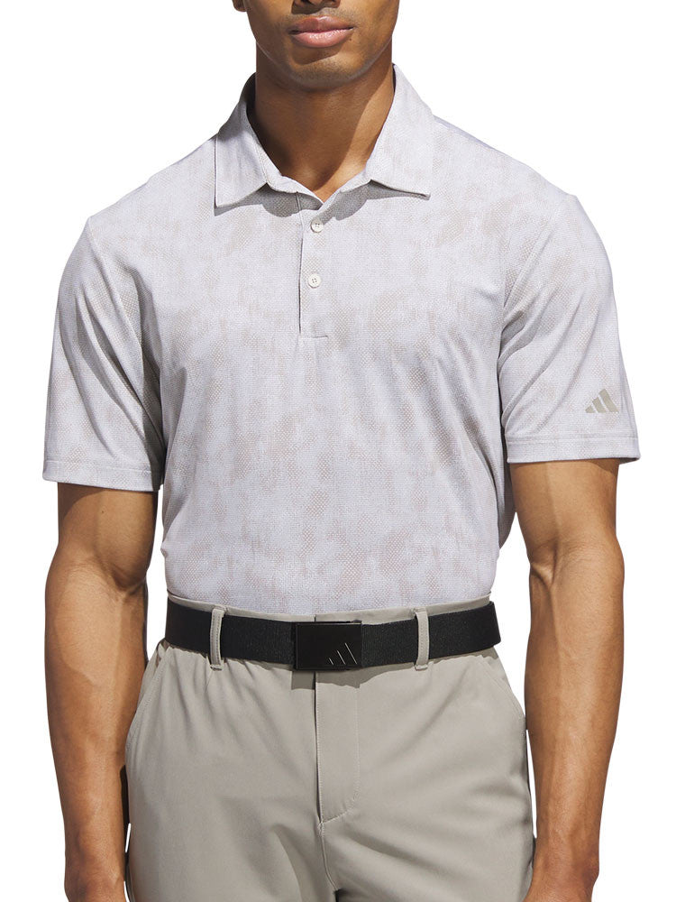 adidas Ultimate365 Textured Print Polo Shirt - Alumina/Putty Beige