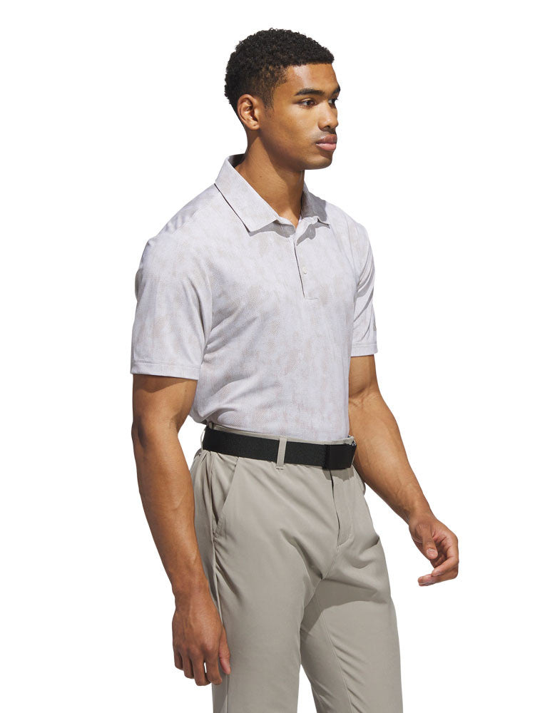 adidas Ultimate365 Textured Print Polo Shirt - Alumina/Putty Beige