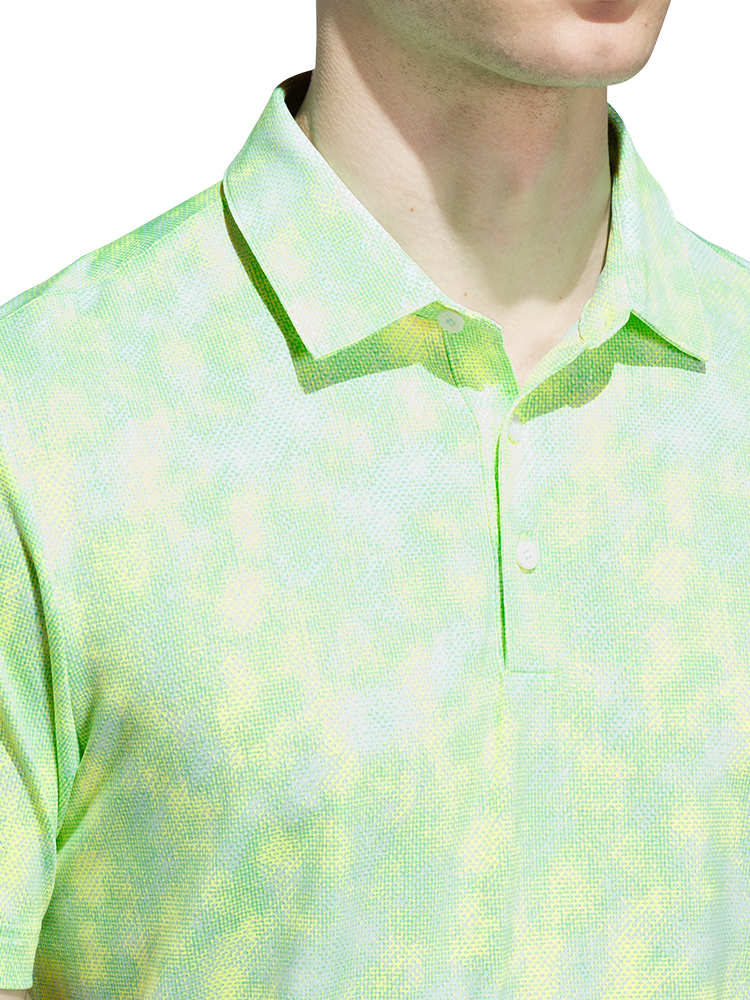 adidas Ultimate365 Textured Print Polo Shirt - White/Lime Burst