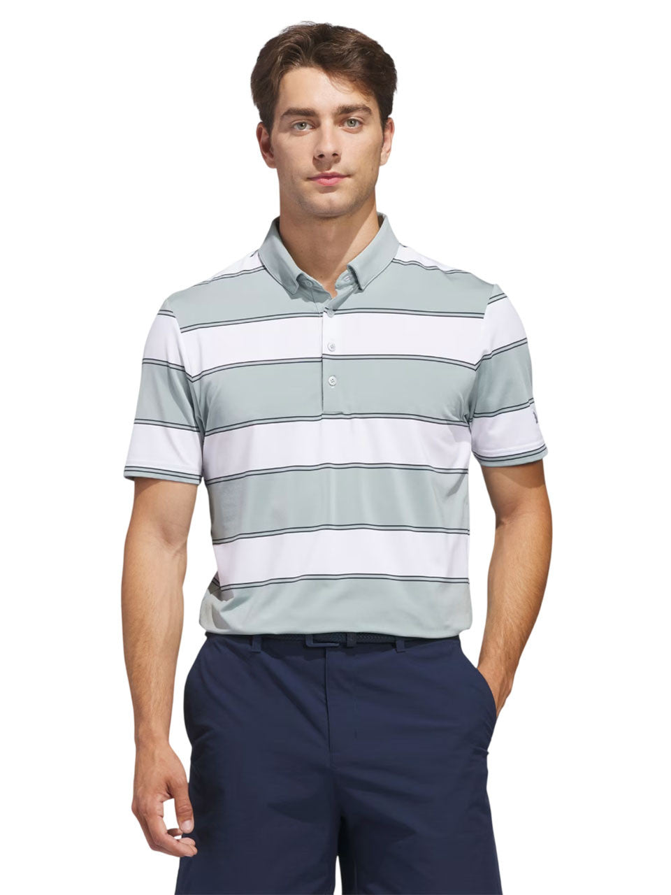 adidas Ultimate365+ Jumbo Stripe Climacool Polo Shirt - Wonder Sage/White
