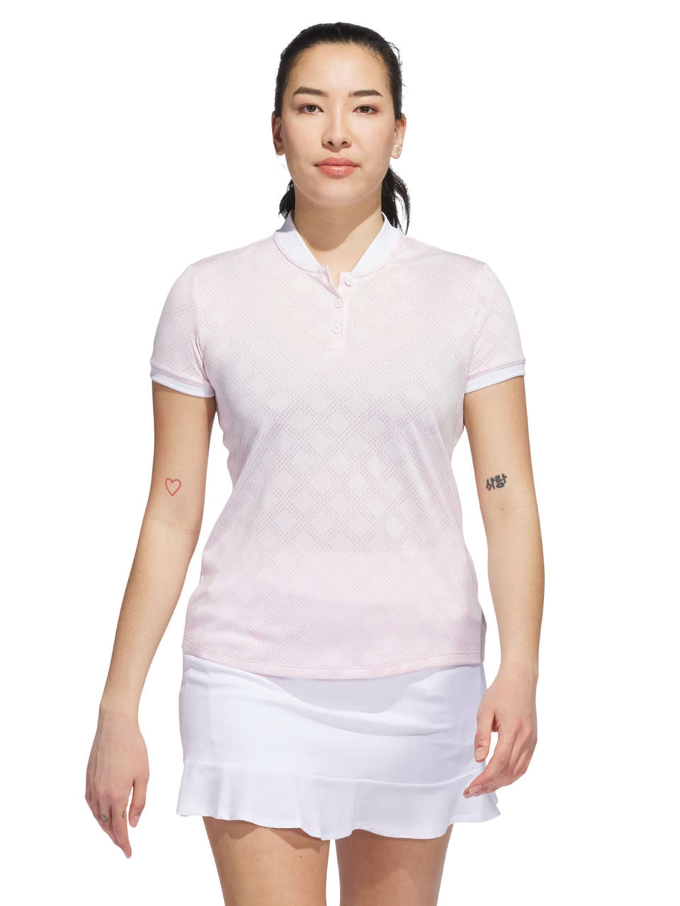 adidas Womens Ultimate365 Jacquard Short Sleeve Polo Shirt - Clear Pink