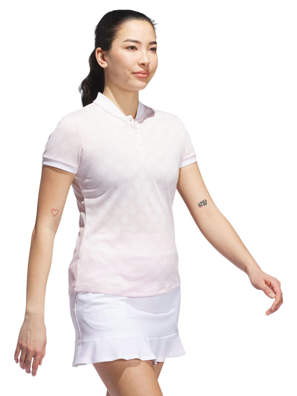 adidas Womens Ultimate365 Jacquard Short Sleeve Polo Shirt - Clear Pink