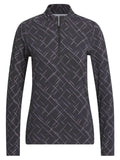 adidas Womens Ultimate365 Printed Quarter-Zip Mock Neck Top - Black