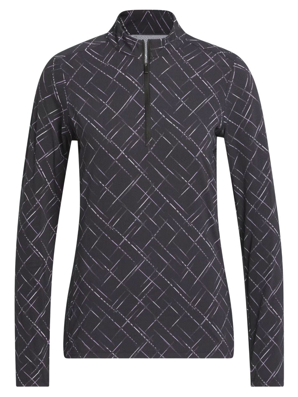 adidas Womens Ultimate365 Printed Quarter-Zip Mock Neck Top - Black