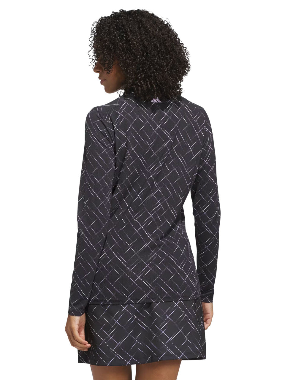 adidas Womens Ultimate365 Printed Quarter-Zip Mock Neck Top - Black