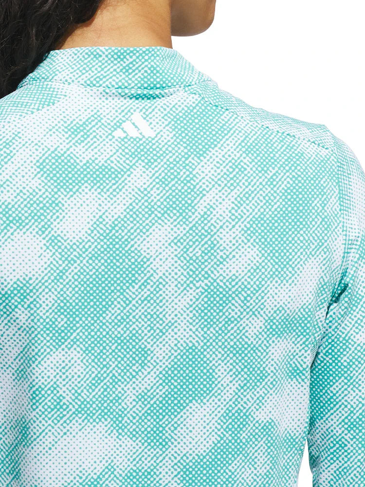 adidas Womens Ultimate365 Printed Quarter-Zip Mock Neck Top - Pure Teal