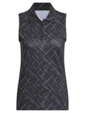 adidas Womens Ultimate365 Printed Sleeveless Polo - Black