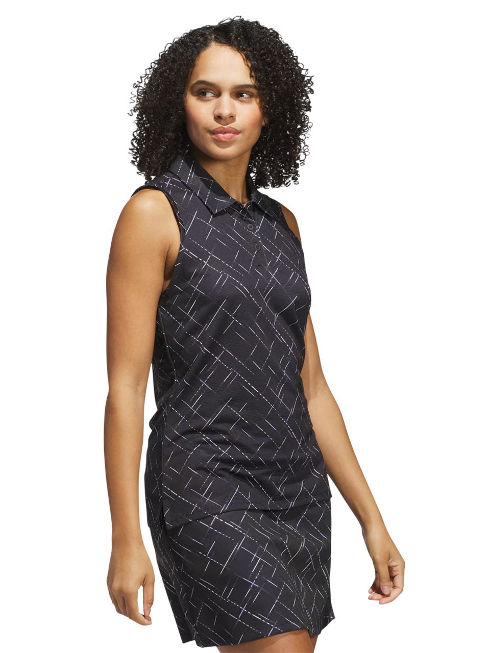 adidas Womens Ultimate365 Printed Sleeveless Polo - Black